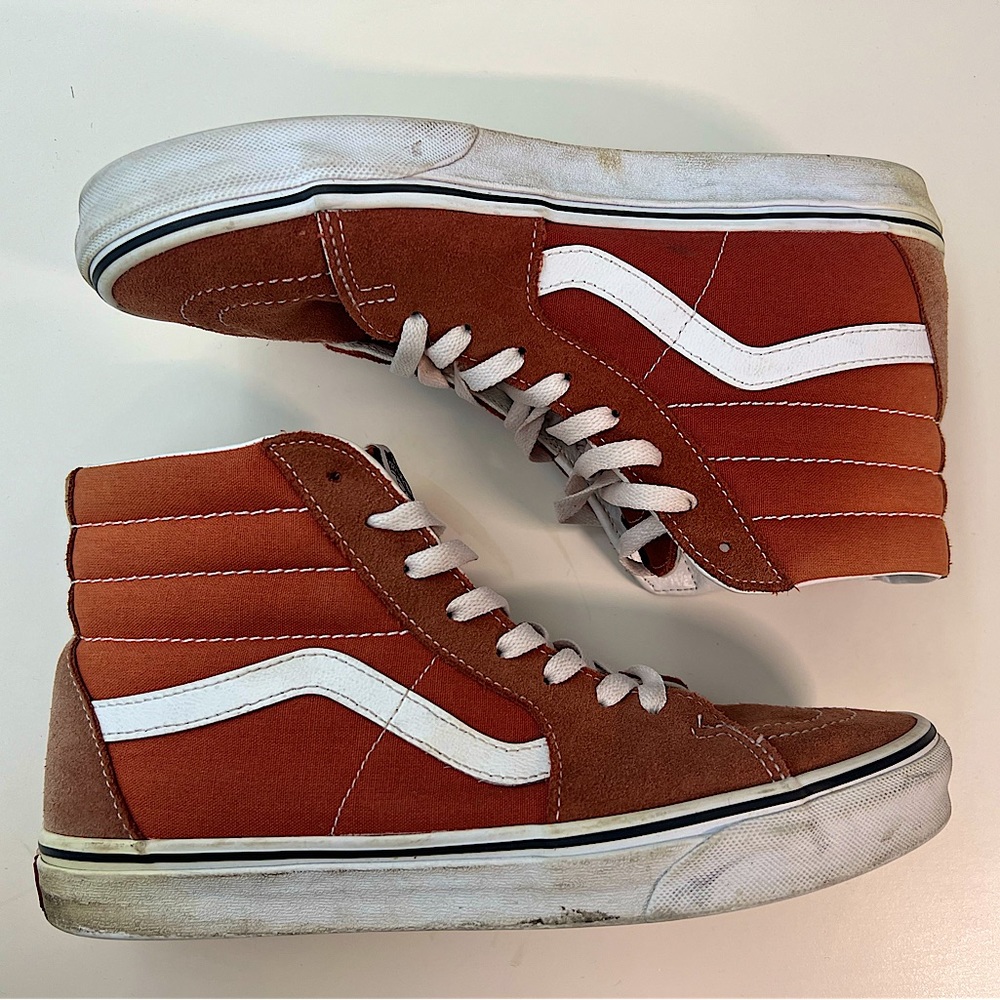 High top canvas and suede vans, gently worn, great condition